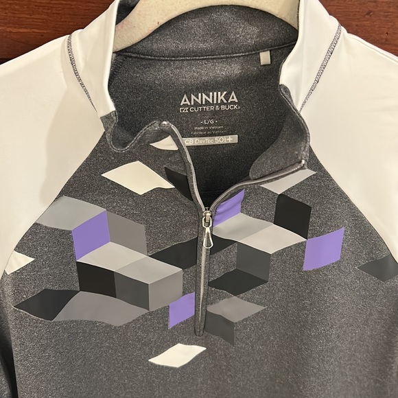 Annika Cutter&Buck women’s Large 1/2 Zip Golf Short Sleeve Pull Over - Picture 2 of 5